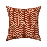 Large - Leaf - Hot fudge red on dark vanilla - Traditional cut out coastal leaf for upholstery, wallpaper, bedding or table decor. Tropical bold summer leaves  - botanical nature bold minimalism minimalist - palm palms palm springs - block print inspired