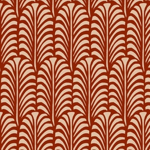 Large - Leaf - Hot fudge red on dark vanilla - Traditional cut out coastal leaf for upholstery, wallpaper, bedding or table decor. Tropical bold summer leaves  - botanical nature bold minimalism minimalist - palm palms palm springs - block print inspired