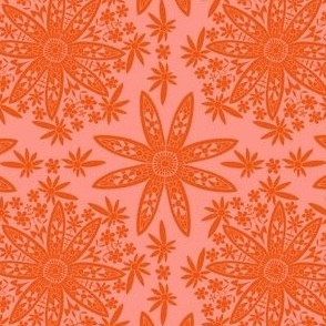 Grandma's doilies - tomato red on coral pink