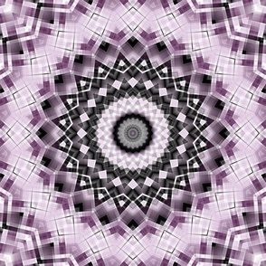 Purple and Black Mandala Kaleidoscope Medallion Flower