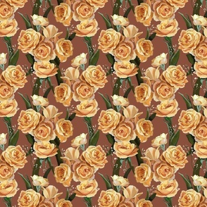 [Small] May’s Roses Yellow on Brown pink