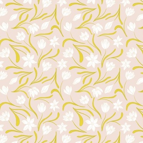 [Medium] Springtime Serenity: Snow (Early) Crocus Ditsy Delight in pastel spring color palette, sweet and feminine