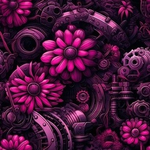 Mechanical purple floral
