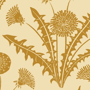 [Wallpaper] Dandelion Dreams: Whimsical Beauty in Bloom, springtime serenity, spring equinox, art decor, gold monochromatic