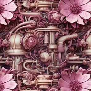 Mechanical pink floral