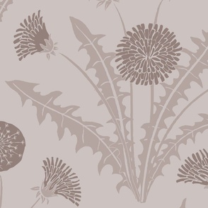 [Wallpaper] Dandelion Dreams: Whimsical Beauty in Bloom, springtime serenity, spring equinox, art decor, muted purple monochromatic 