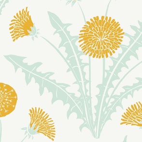 [Wallpaper] Dandelion Dreams: Whimsical Beauty in Bloom, springtime serenity, spring equinox, art decor, pastel blue, yellow