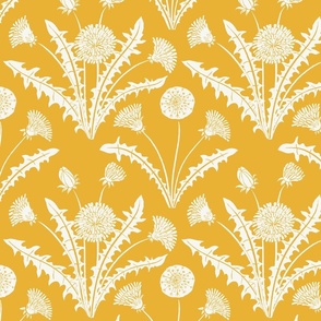 [Wallpaper] Dandelion Dreams: Whimsical Beauty in Bloom, springtime serenity, spring equinox, art decor, yellow mustard, white