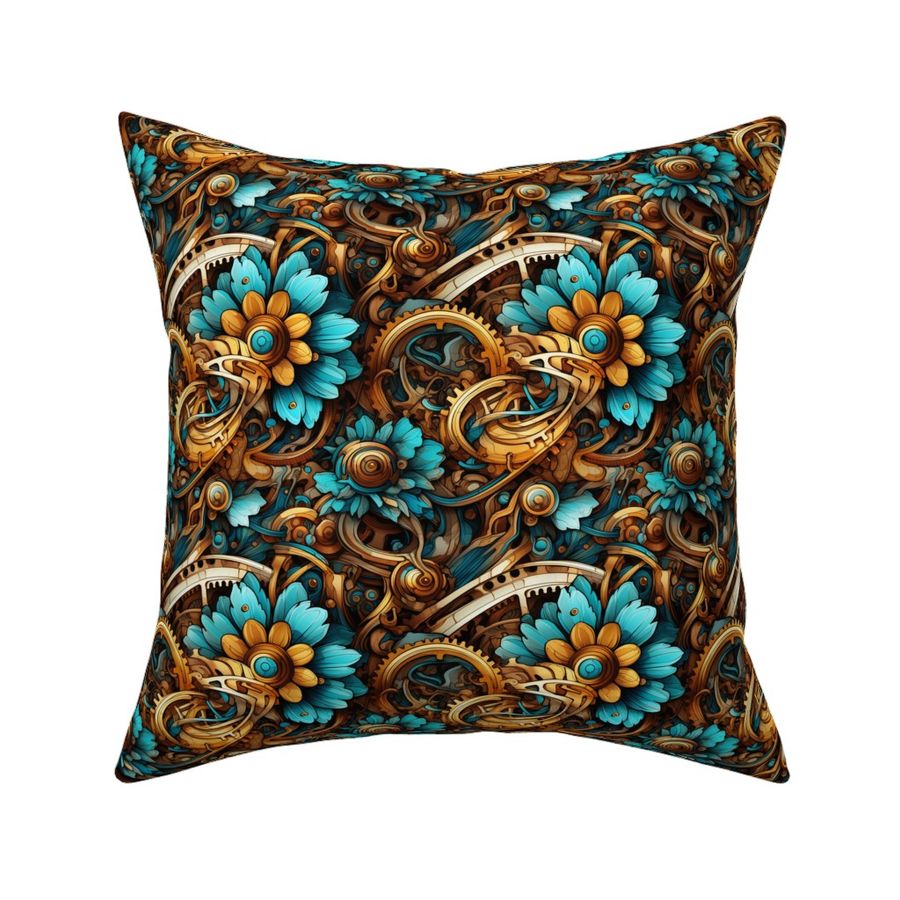 Mechanical gold turquoise floral