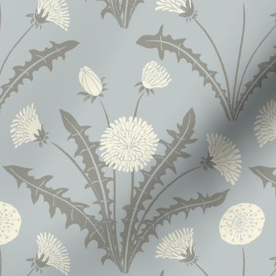 [medium] Dandelion Dreams: Whimsical Beauty in Bloom, springtime serenity, spring equinox, art decor, neutral color, cream, white, gray