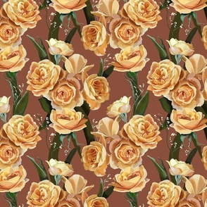 [Medium] May’s Roses Yellow on Brown pink