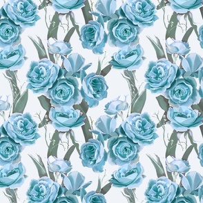 [Medium] May’s Roses Low Saturation Blue on White