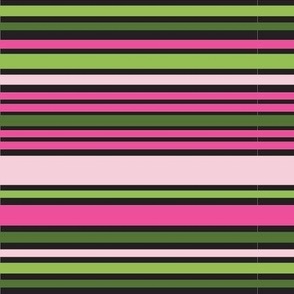 Pink and Green Stripe on Black