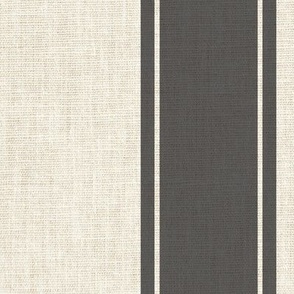 Large stripes - linen texture, charcoal 