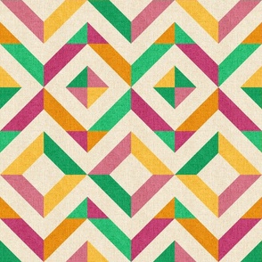 Checker Mirror Chevron Tropical Multicolor (Medium Scale)