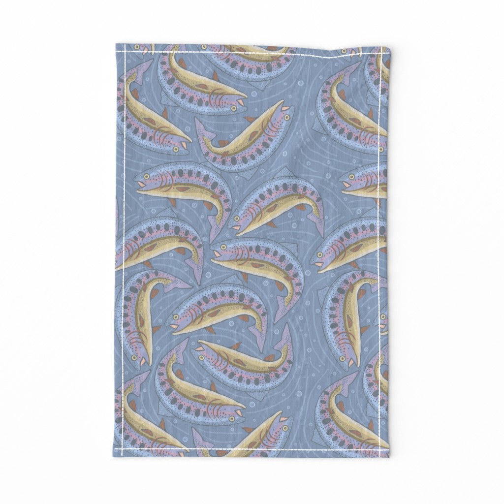 Rainbow trout frenzy seamless repeat