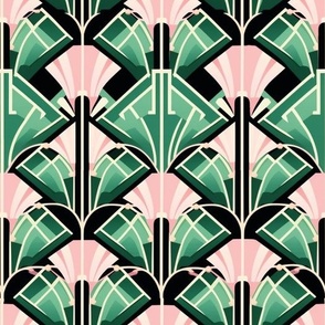 Preppy Green and Pink Art Deco