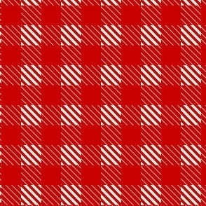 mini // Holiday Plaid Bright Red and Cream // 1" 