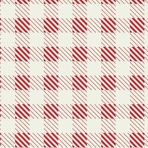 mini // Holiday Plaid Cream and Bright Red // 1" 