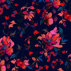 Floral breeze watercolor neon midnight 