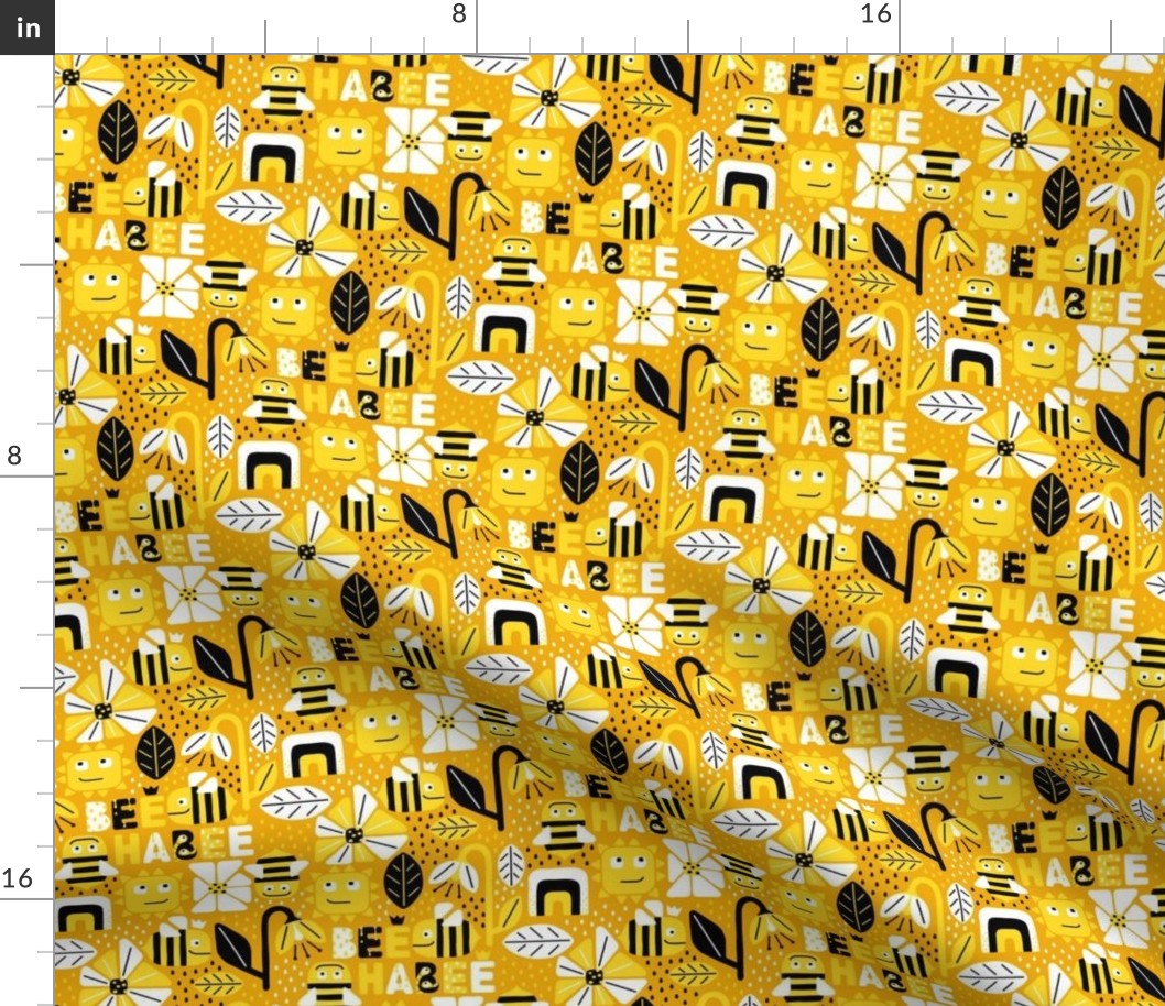 (s) "Bee Ha-bee" wall hanging for good vibes! happy, bold, yellow, black and white