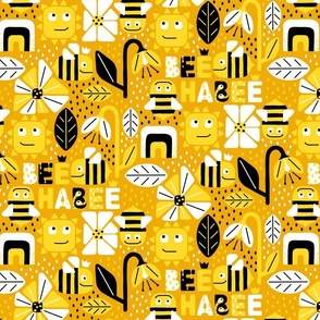 (m) "Bee Ha-bee" wall hanging for good vibes! happy, bold, yellow, black and white