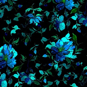 Floral breeze watercolor midnight