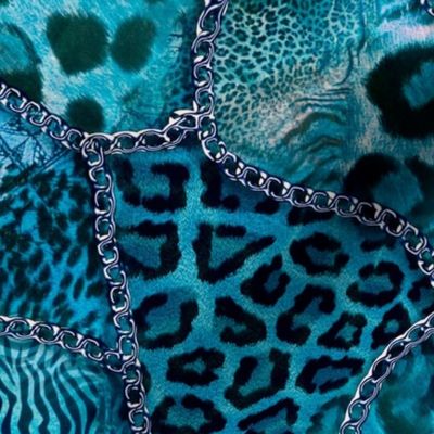 Fashionable Safari Wildlife Animal Print Pattern Blue And Turquoise 