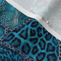 Fashionable Safari Wildlife Animal Print Pattern Blue And Turquoise Smaller Scale