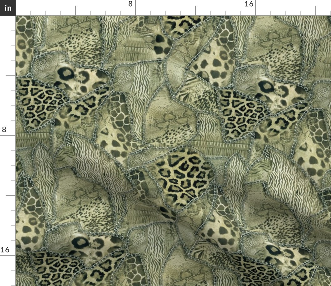 Fashionable Safari Wildlife Animal Print Pattern Olive And Sage Green Smaller Scale
