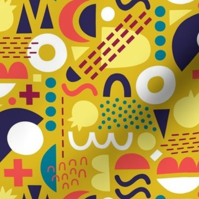 Colorful Abstract Shapes and Dots yellow (small)