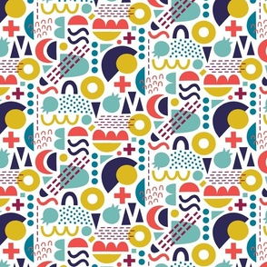 Colorful Abstract Shapes and Dots white (small)