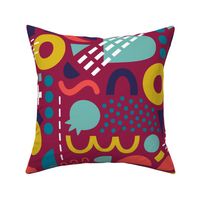 Colorful Abstract Shapes and Dots burgundy (jumbo)