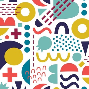 Colorful Abstract Shapes and Dots white (jumbo)