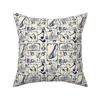 MAN CAVE SMALL - LIBRARY TOILE COLLECTION (NAVY)