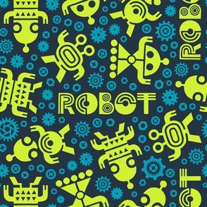 Robots Lime on navy