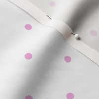 1/4" Light Hot Pink Polka Dot on White Spaced at Two Inches