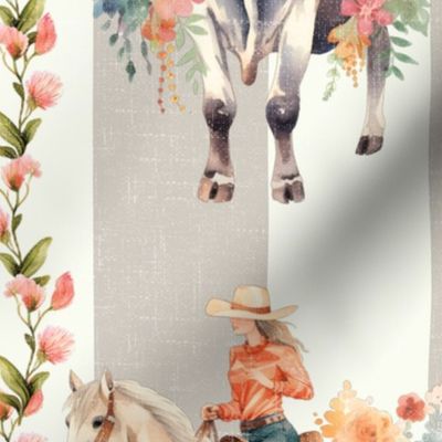 Gallop and Gather Gala – on Agreeable Gray/Cream Stripes Linen-Grasscloth Wallpaper 