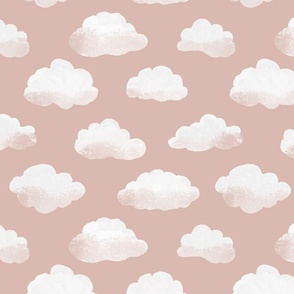 Fluffy clouds on beige background