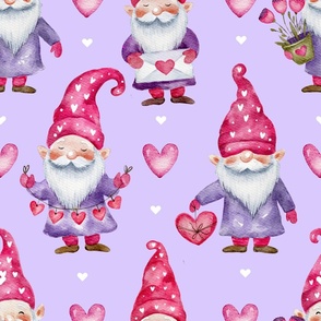 Cute watercolor gnome Valentine’s day love art – Big size