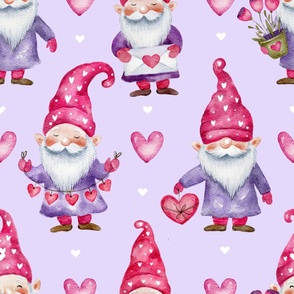 Cute watercolor gnome Valentine’s day love art – Big size