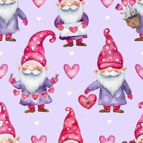 Cute watercolor gnome Valentine’s day love art