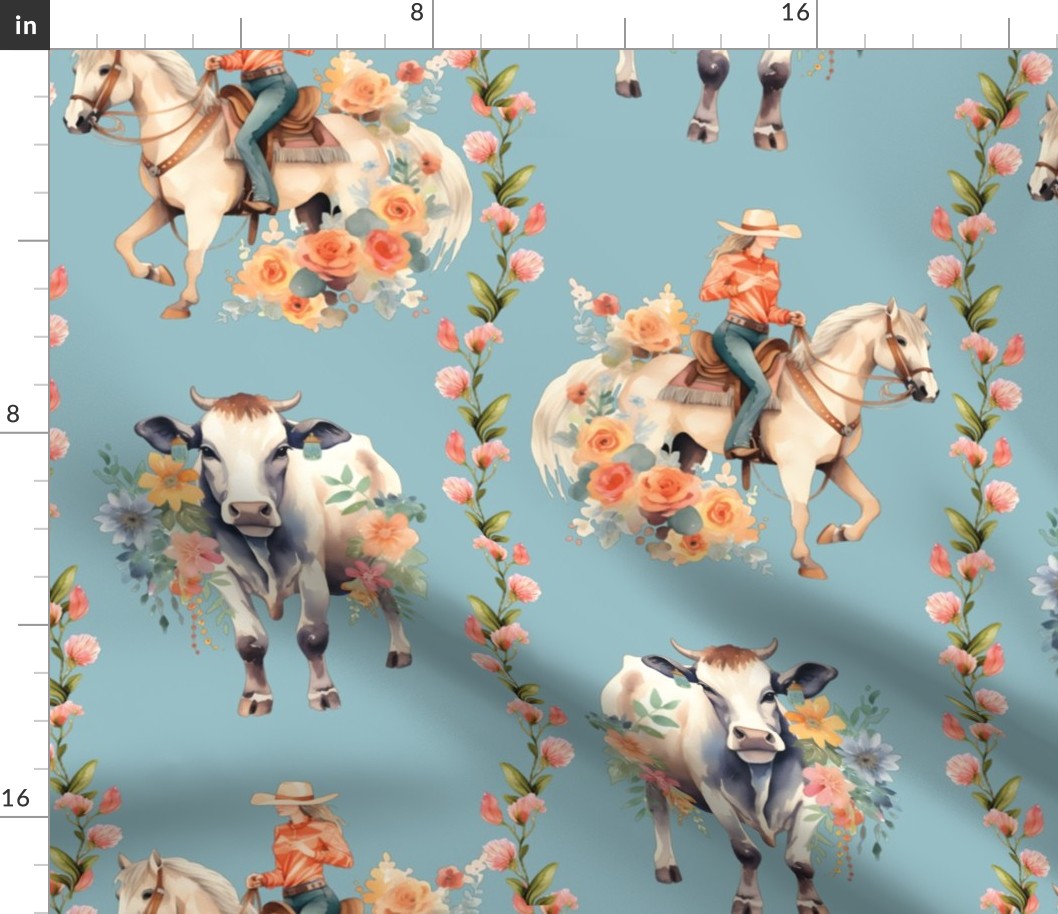 Gallop and Gather Gala – on French Blue Wallpaper 