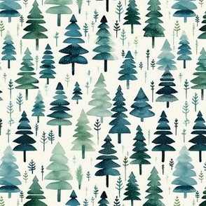 Watercolor Pine Trees