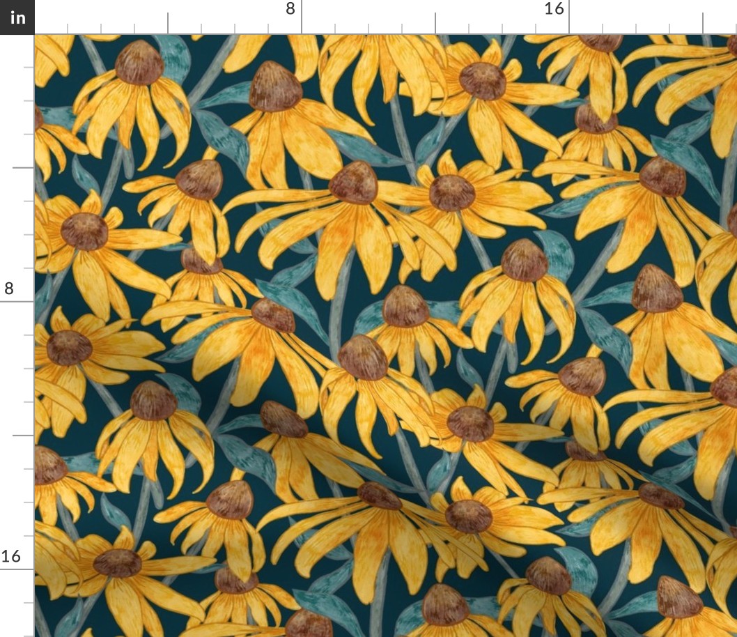 Big yellow daisy -dark green