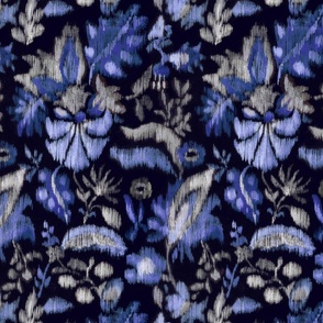Vintage floral ikat blue
