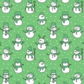 Small Scale Snowmen Joyful Christmas Doodles Green