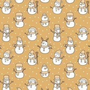 Small Scale Snowmen Joyful Christmas Doodles Gold