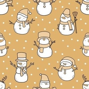 Medium Scale Snowmen Joyful Christmas Doodles Gold