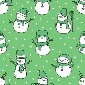 Medium Scale Snowmen Joyful Christmas Doodles Green